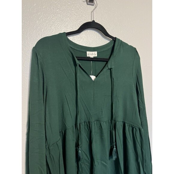 Wonderly Women's Long Sleeve Airflow Green Empire Peasant Top size 1X - Picture 3 of 4